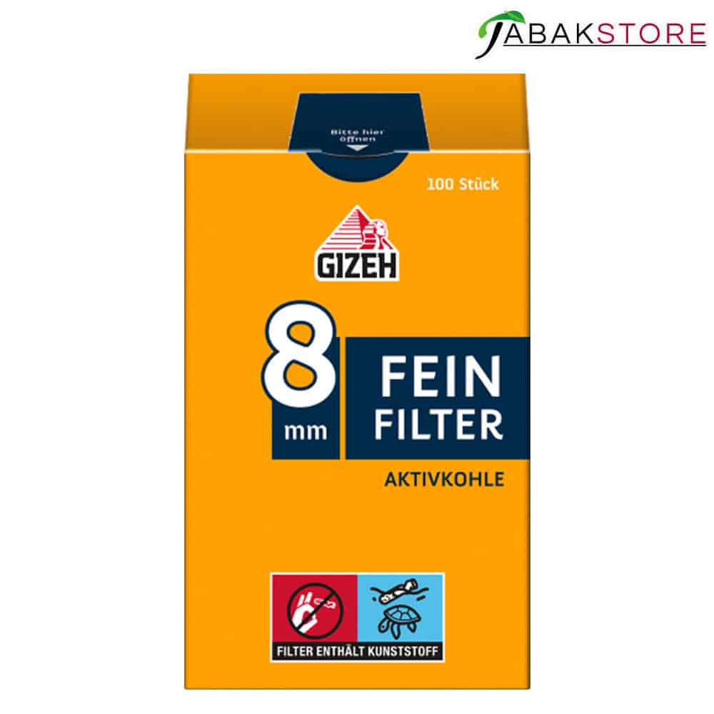 Gizeh Feinfilter 8 mm, Mit Aktivkohle, 1x 100 Filter