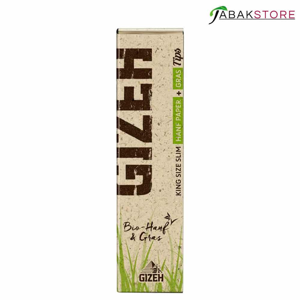 Gizeh King Size Slim Blättchen + Tips | 34x Blatt | 100% Bio-Hanf & Gras