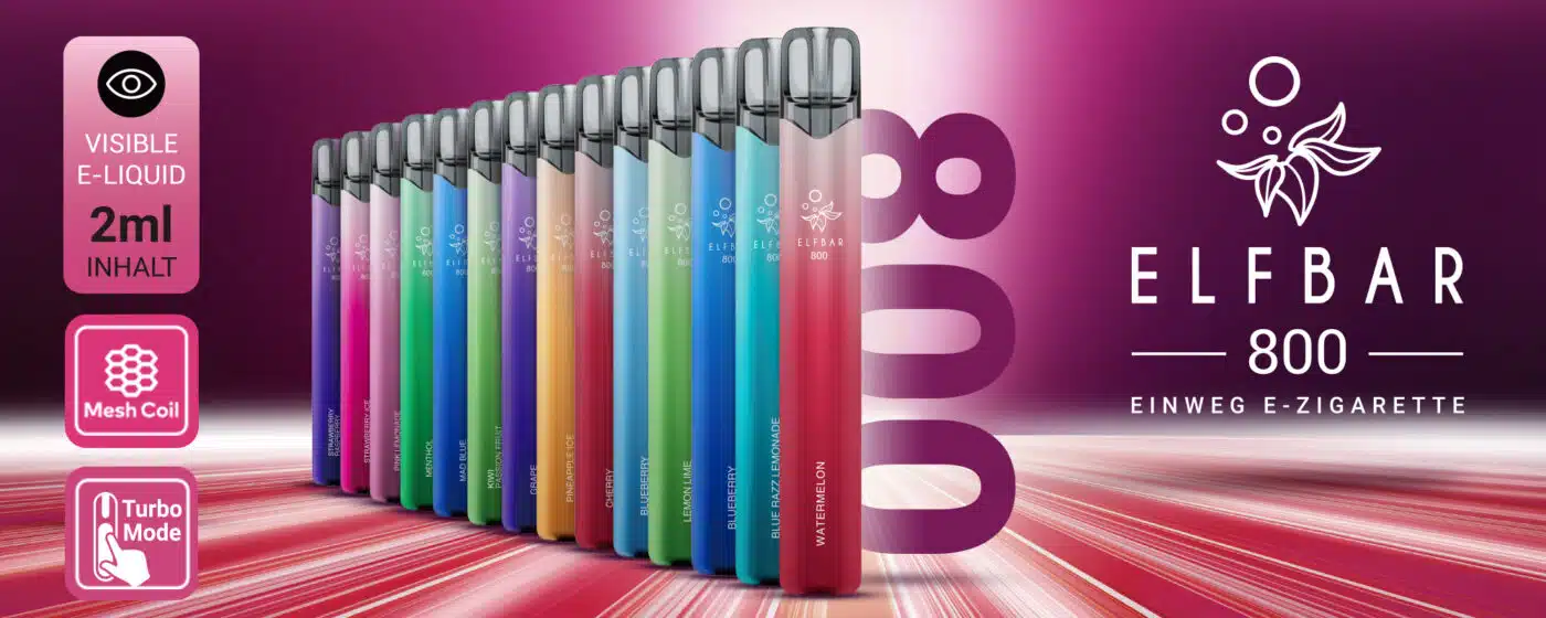 Elfbar 800 Banner mit allen Sorten
