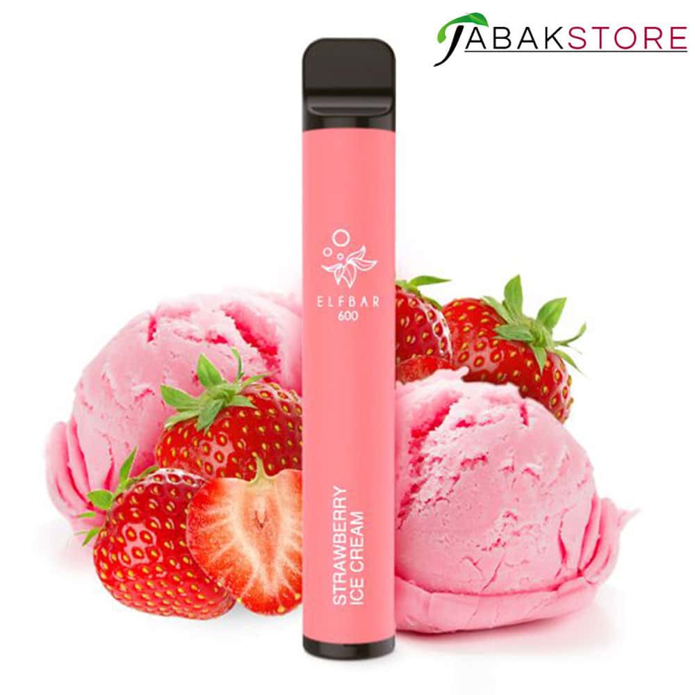 Elfbar 600 Einweg E-Zigarette – Strawberry Ice Cream 20mg