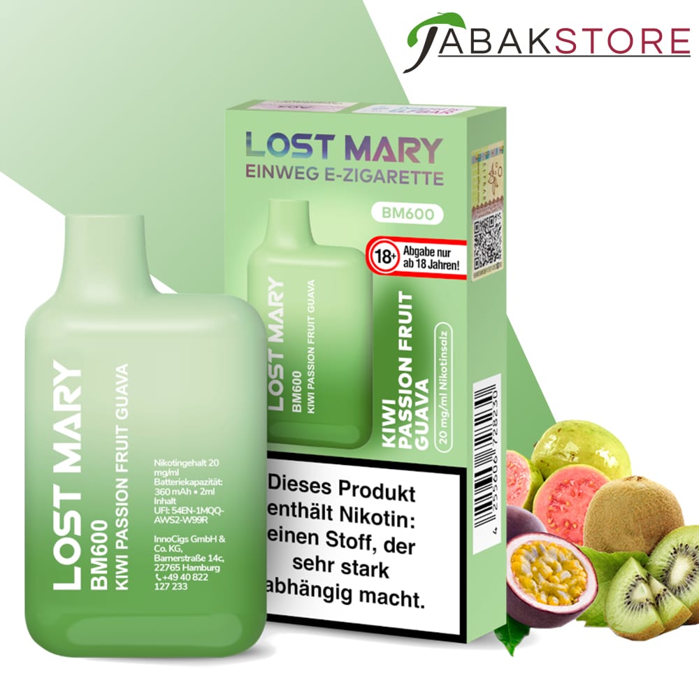 Elfbar Lost Mary BM600 | Einweg E-Zigarette Kiwi Passion Fruit Guava 20mg