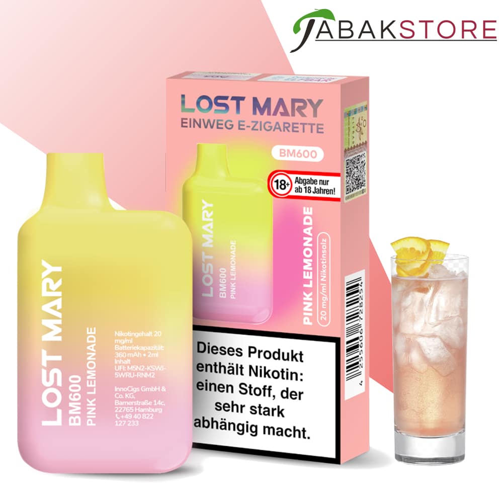 Elfbar Lost Mary BM600 | Einweg E-Zigarette Pink Lemonade 20mg
