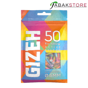 Gizeh 50 Rainbow Active Filter 6mm mit Kokoskohle