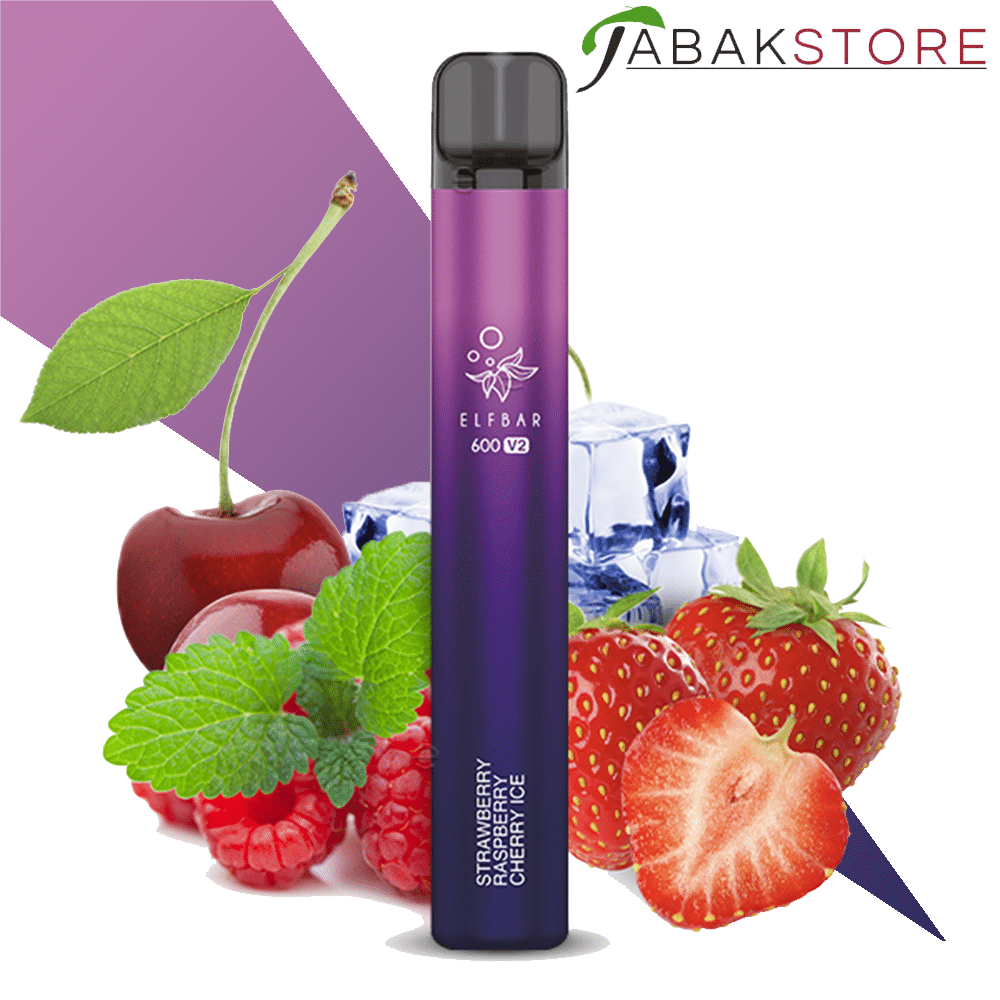 Elfbar V2 600 Vape – Strawberry Raspberry Cherry Ice 20 mg/ml