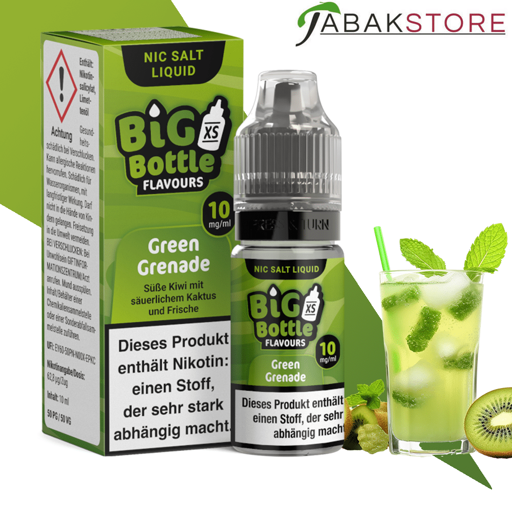 Big Bottle | Green Grenade | 10ml Liquid | 10mg