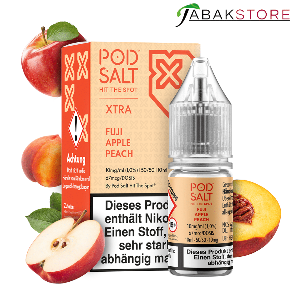 Pod Salt 10ml Liquid | Xtra | Fuji Apple Peach | 10mg