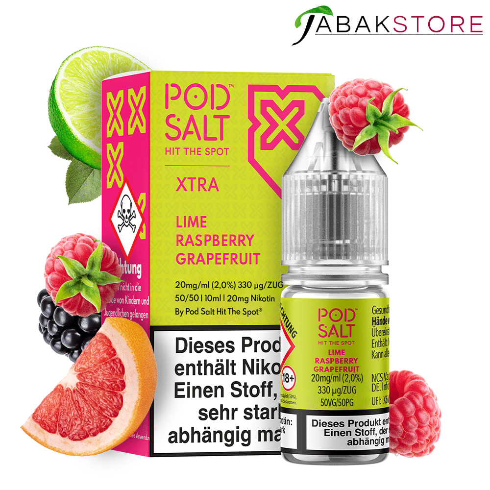 Pod Salt 10ml Liquid | Xtra | Lime Raspberry Grapefruit | 20mg