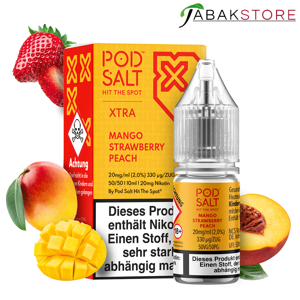 Pod Salt 10ml Liquid | Xtra | Mango Strawberry Peach | 20mg