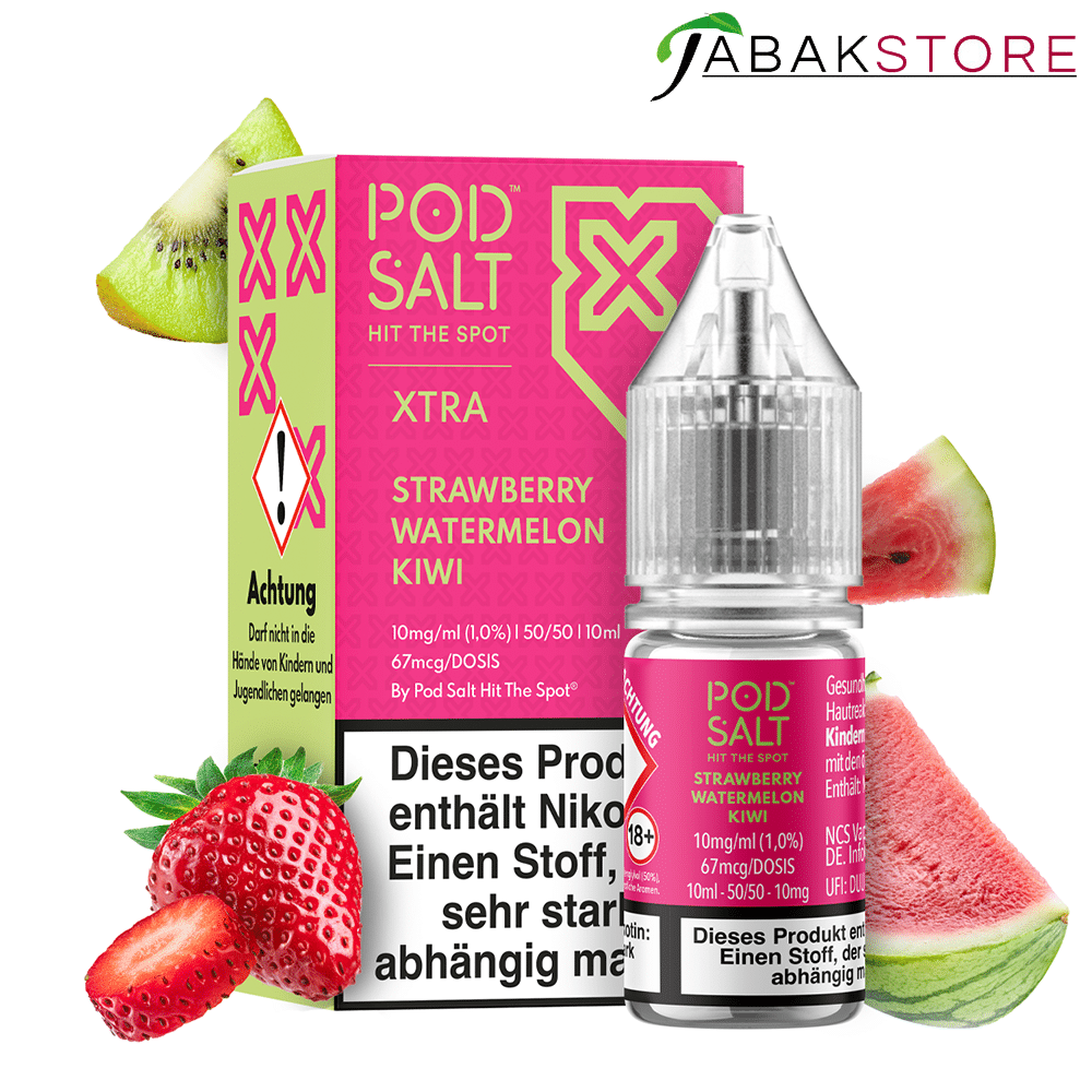 Pod Salt 10ml Liquid | Xtra | Strawberry Watermelon Kiwi | 10mg