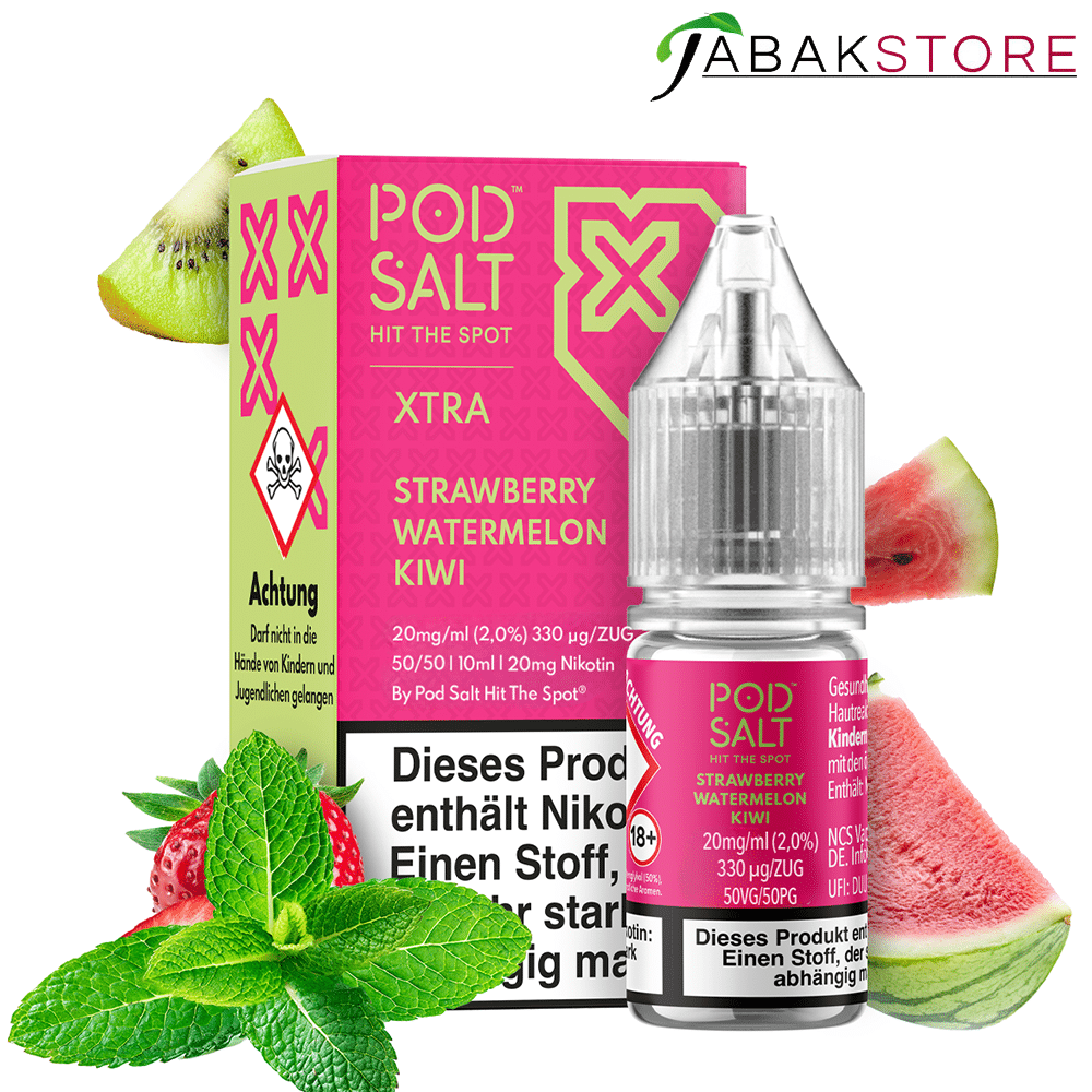 Pod Salt 10ml Liquid | Xtra | Strawberry Watermelon Kiwi | 20mg
