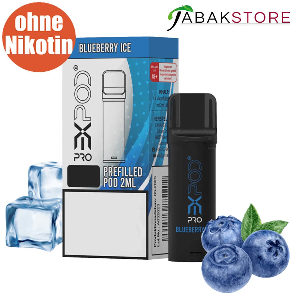 ExPod Pro | Blueberry Ice | Liquid Pod | OHNE NIKOTIN | 1er Pack | Passt ins Elfa Device!