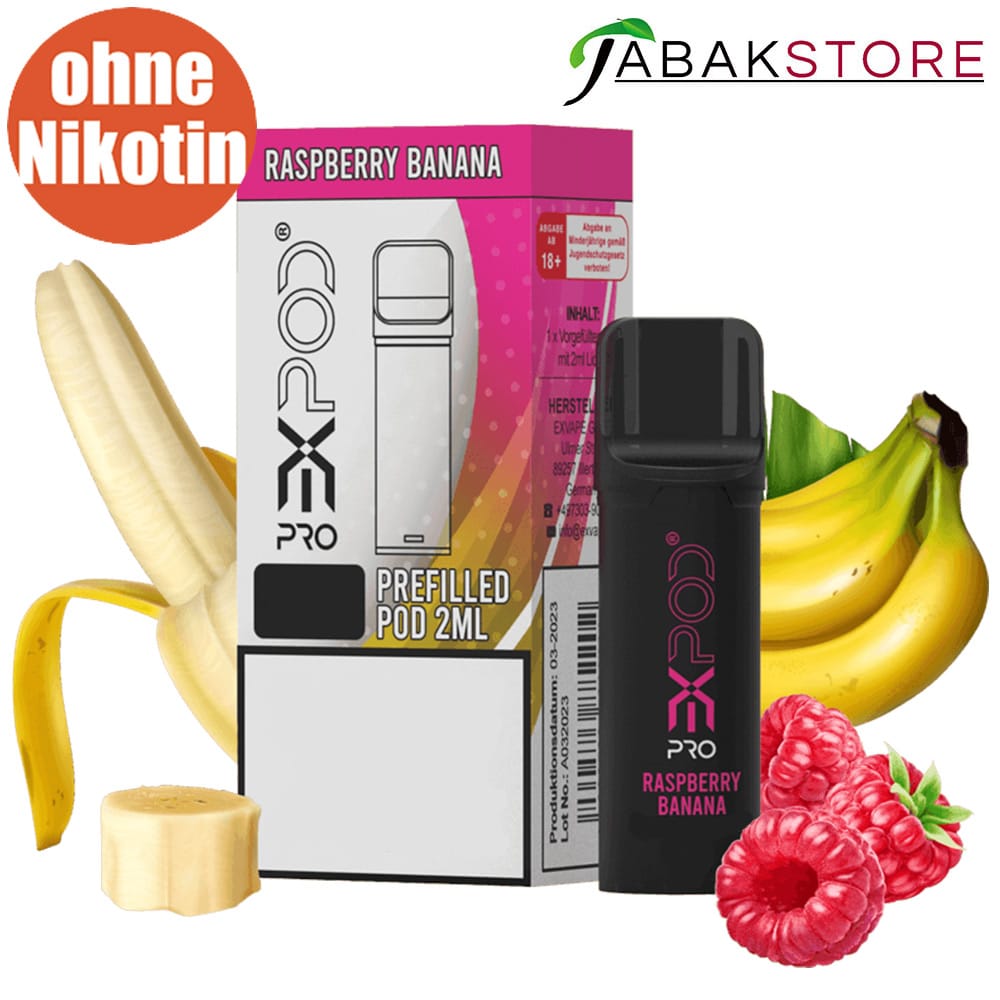 ExPod Pro | Raspberry Banana | Liquid Pod | OHNE NIKOTIN | 1er Pack | Passt ins Elfa Device!