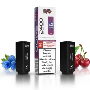 IVG 2400 Blue Razz Cherry Pods mit Box und früchten