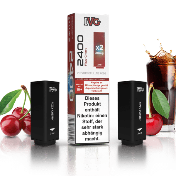 IVG 2400 Fizzy Cherry Pods mit Box und früchten