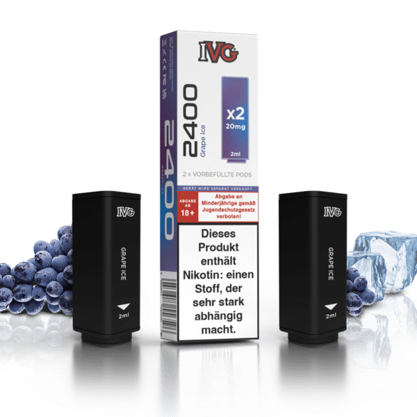 IVG 2400 Grape Ice mit Box und Pods und Früchten