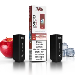 IVG 2400 Red Apple Ice Pods mit Box und früchten