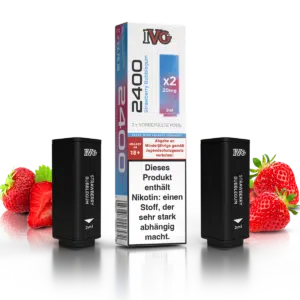 IVG 2400 Strawberry Bubblegum mit Pods und Box und früchten