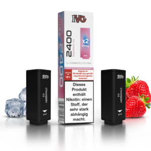 IVG 2400 Strawberry Ice Pods mit Box und Früchten
