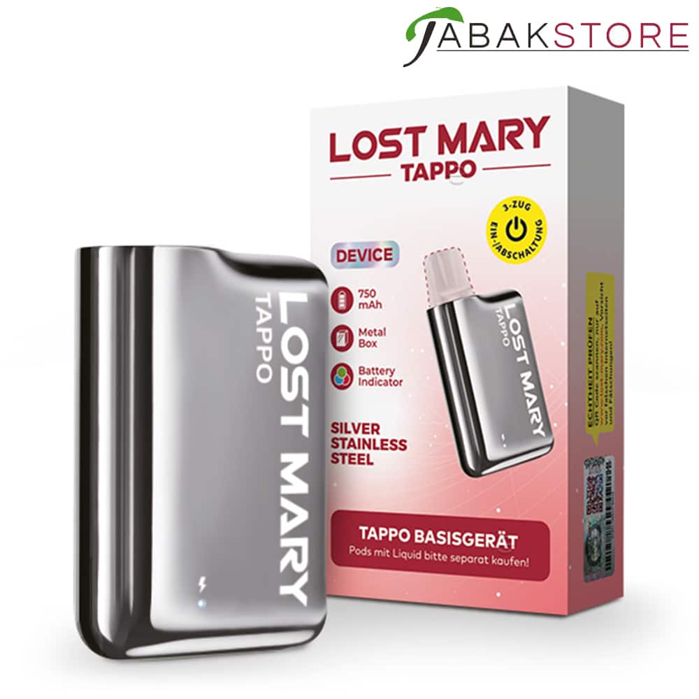 Lost Mary Tappo | Pod Kit | Akkuträger | Silver Stainless Steel