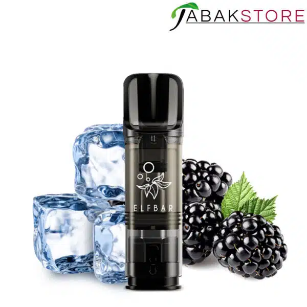 Elfa-Pods-Blackberry-Ice-mit-Früchten-im-Hintergrund