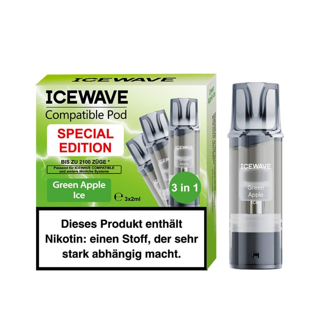 Icewave Pods – Green Apple Ice (3x Pods pro Packung) 20mg