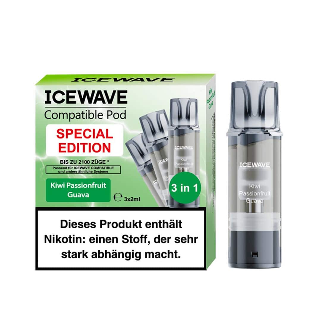 Icewave Pods – Kiwi Passionfruit Guava (3x Pods pro Packung) 20mg