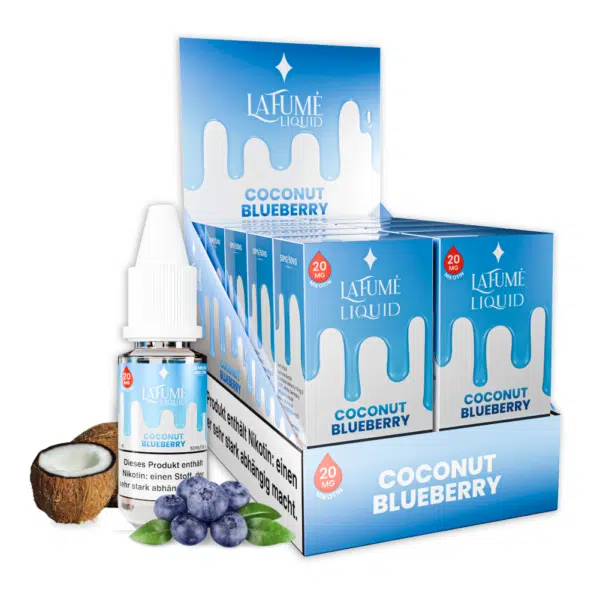 La Fume Coconut Blueberry 20mg Liquid im Gebinde und Verpackung