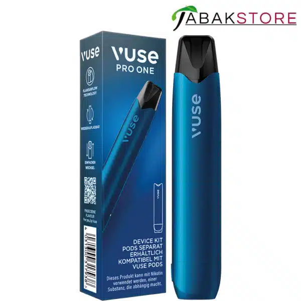Vuse-Pro-One-Device-Pen-Blue-und-die-Verpackung
