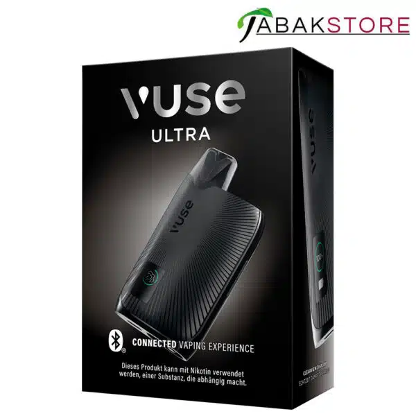 Vuse-Ultra-Device-Black-in-der-Verpackung von Rechts