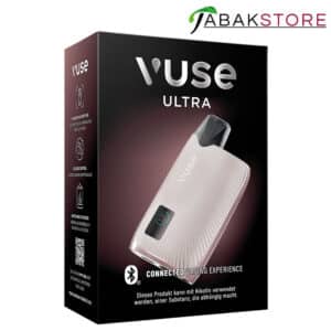 Vuse-Ultra-Device-Pearl-Rose-in-der-Verpackung-von-Rechts