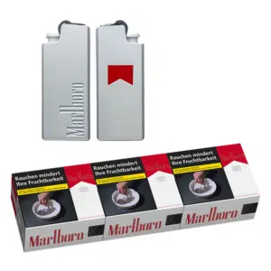 Marlboro Red 30,00 Euro mit Marlboro Feuerzeug im Metallgehäuse