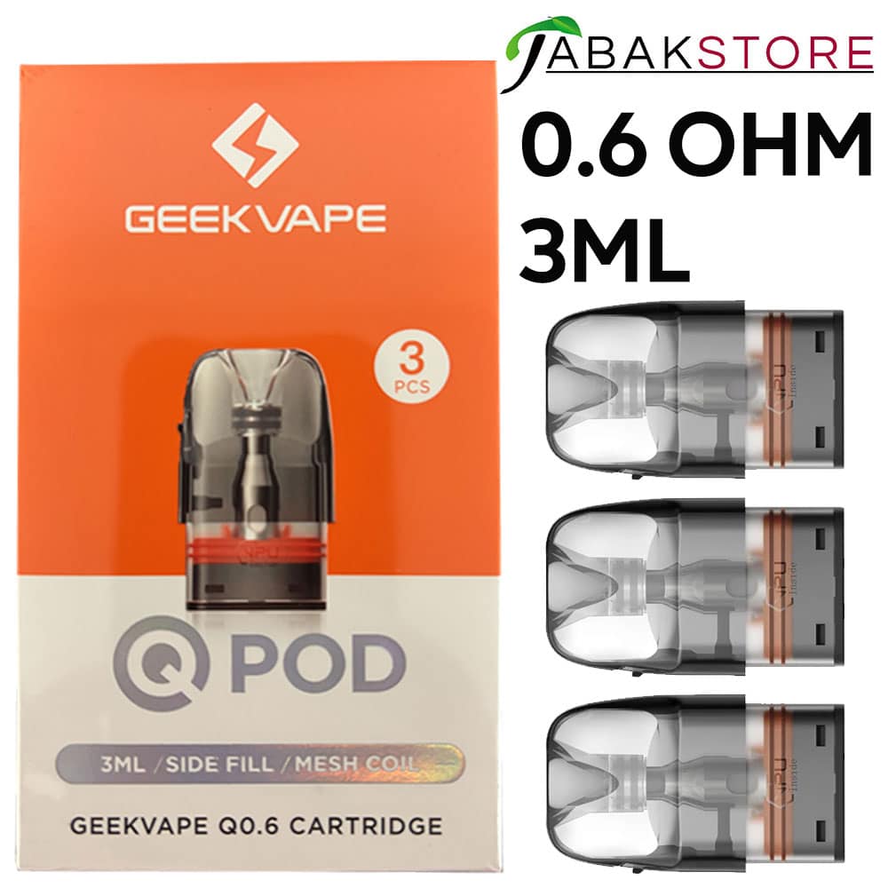 Q Pod Mesh Coil Kartuschen 0,8 Ohm – 3 Ml, 12-18W, 3er Pack, Wiederauffüllbar, Nikotinfrei