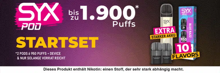 SYX Pods Banner mit Bundle Deal