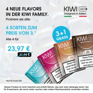 Kiwi Go Plus Pods bundle mix aus allen 4 neuen Sorten