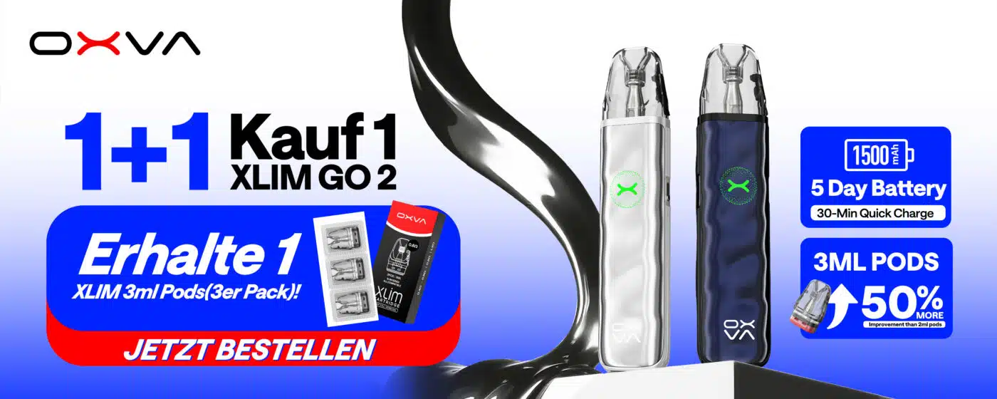 Oxva Xlim Go 2 Banner mit Gratis Oxva Xlim Pod 0,8 Ohm mit 3ml Aktion