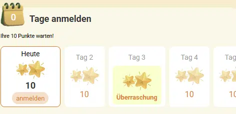 Tägliche Check In Belohnungen