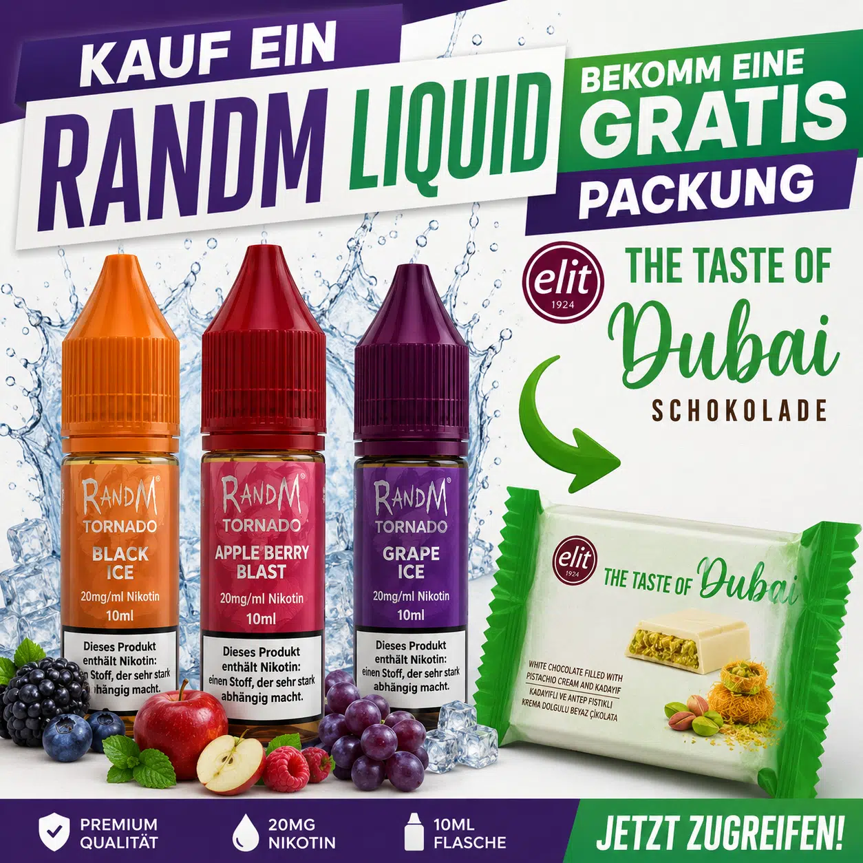 RandM Liquid und Gratis Tafel Schokolade