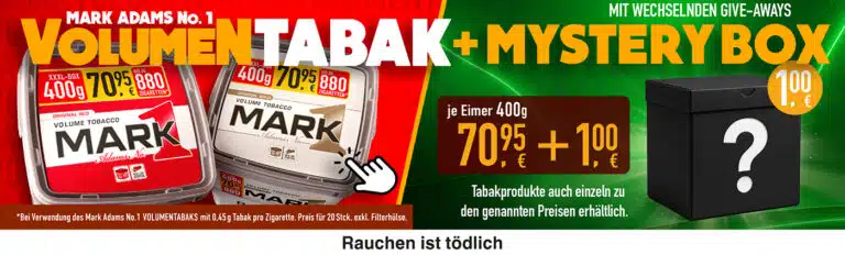 Werbebanner für Mark1 Eimer mit einer Merchbox