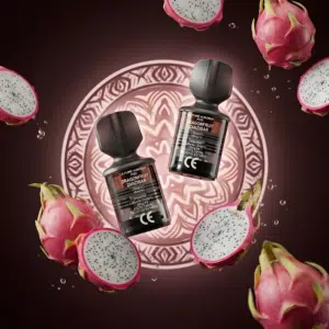 Lafume Aurora Pod+ - Dragonfruit Zanzibar im 2er Pack mit Drachenfrucht im Hintergrund
