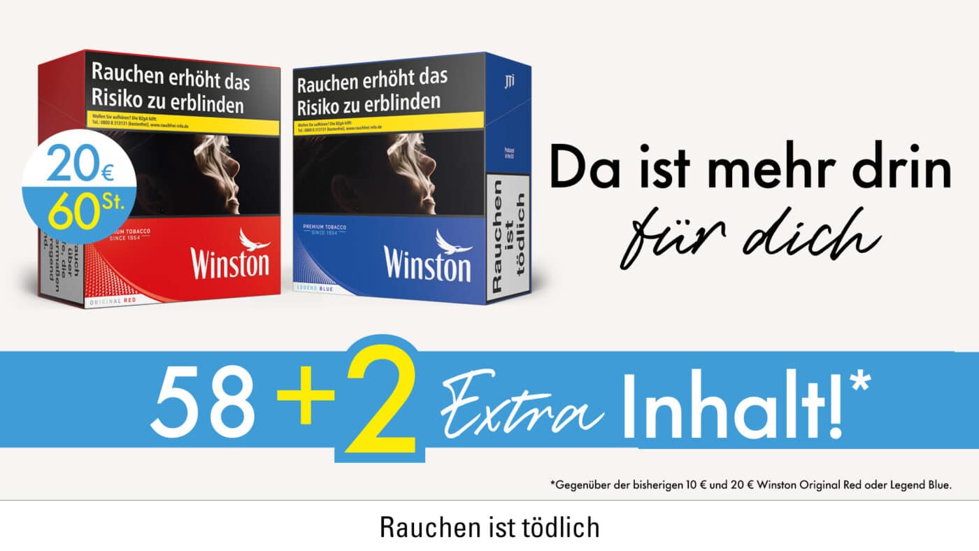 Winston Zigaretten 20 euro Packungen Red und Blue