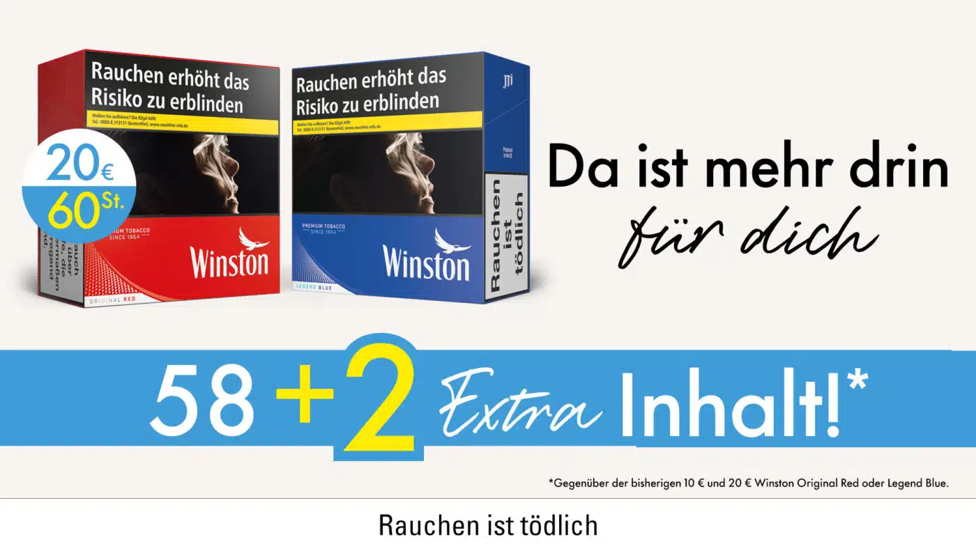 Winston Zigaretten 20 euro Packungen Red und Blue